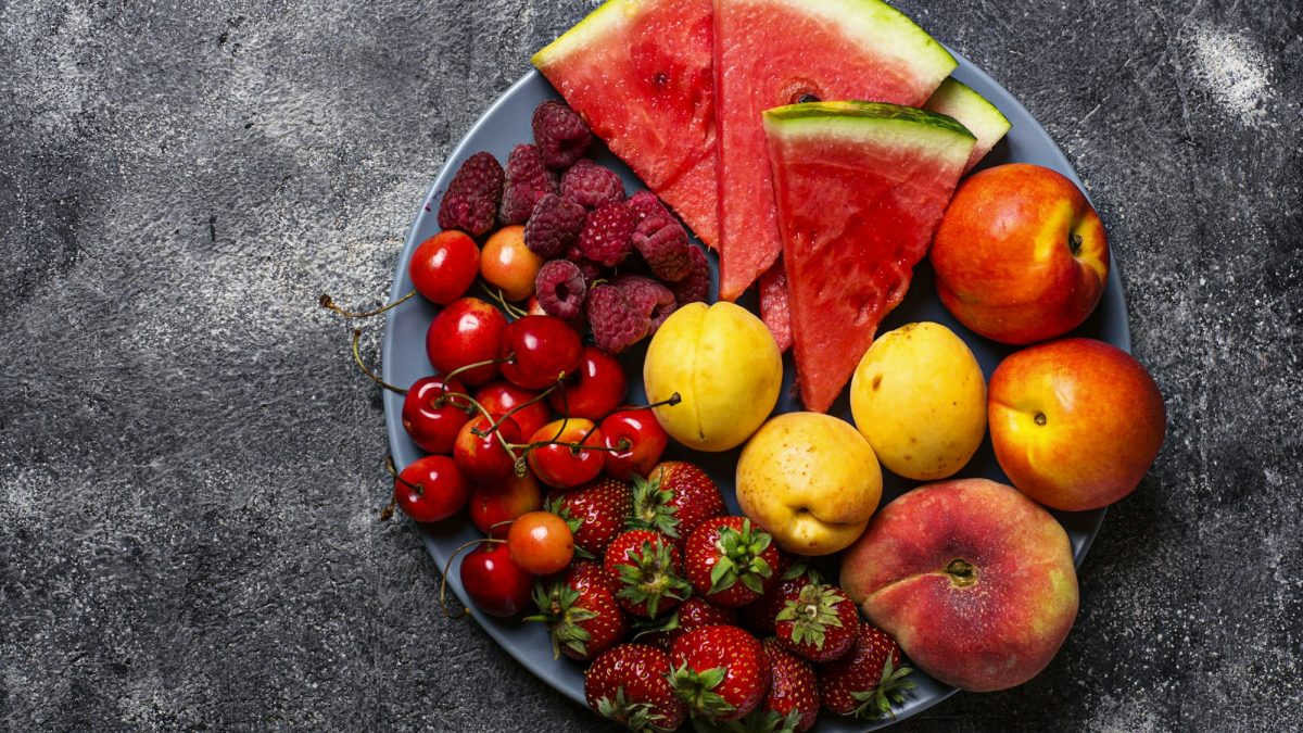 Different summer fruits and berries