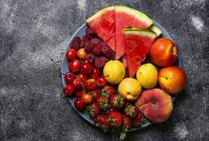 Different summer fruits and berries